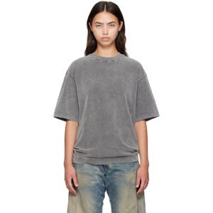 26 SS 아크네 여성 그레이 크루넥 루즈 핏 티셔츠 252129F110050