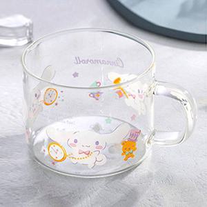 시나모롤 컬러 손잡이 유리컵 450ml 이유식기 아동식기 유아식기 컵 스텐컵 유아컵 물컵 아동컵 양수컵 빨대컵