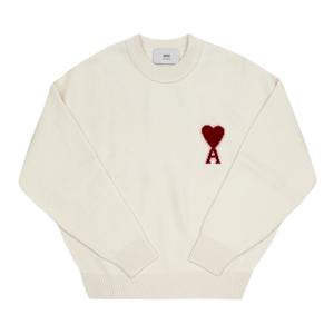 아미 UKS838 018 154 빅 하트 로고 인타르시아 니트