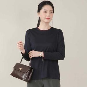 애비뉴투지 엄마옷 데일리 실켓 면 혼방 라운드 봄 가을 긴팔 티셔츠 A10503