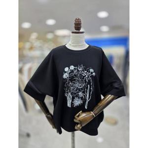 스테파니 세이브존08 소매 포인트 나염 티셔츠 A25TS5306