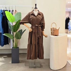 [포커스]FW5J9OP5288_캉캉 벨티드 카라넥 롱원피스