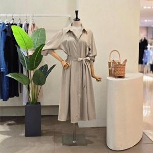 [포커스]FW5J9OP5286_카라넥 벨티드 트렌치 롱원피스