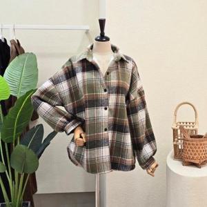 [포커스]FW5J3BL31597_체크 기모 루즈핏 셔츠