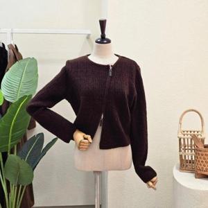 [포커스]FW5J3KC32095_사선 집업 라운드 가디건