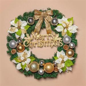 크리스마스리스 데코용품 60cm 골드포인세티아 원형 리스DIY