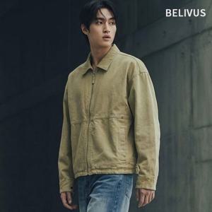 빌리버스 남성 데일리 간절기 미니멀 누빔 블루종 세미오버핏 면 자켓 BYHT015