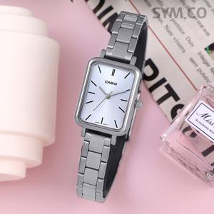 카시오 LTP-V009D-2E 모던 심플 라운드 스퀘어 데일리 여자 메탈 시계 d