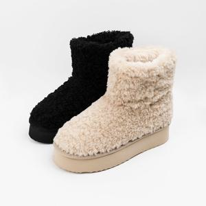 [신난다슈] 여성 앵클부츠 4cm 2종 여자 방한 앵글 털 부츠 뽀글이 퍼 키높이 통굽 LN256253