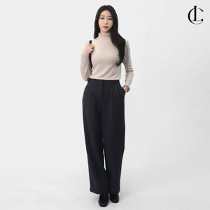 엘케이트 여자 겨울 기모 하이웨이스트 롱 스판 와이드 투 핀턱 슬랙스 LABP008