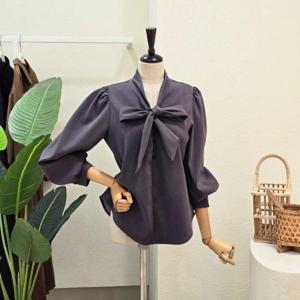 [포커스]FW5L9BL5272_리본 포인트 벌륜 블라우스