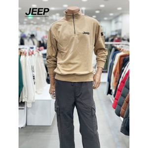 [지프]남녀공용 반집업 기본로고 맨투맨(JM5TSU856BR)