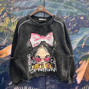 [르니앤맥코이]스팽글빅리본프린팅나염크롭맨투맨MN04TS005_IC