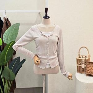 [포커스]FS6A9KT5276_셔링 가디건 레이어드 니트