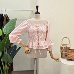 [포커스]FS6A9BL5284_크로스 리본 오프숄더 블라우스