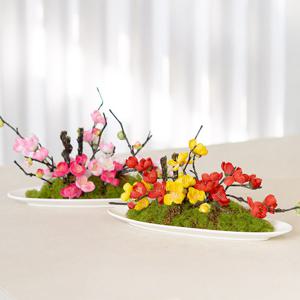 매화 조화 센터피스 믹스 수반 set 40cm 2컬러 인테리어 꽃 테이블 행사 장식 소품