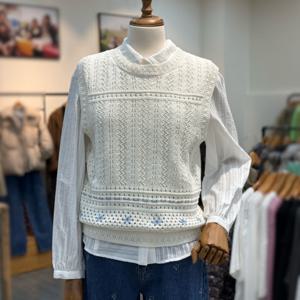 [써스데이아일랜드]뜨개 포인트 니트 베스트 t252mvt137