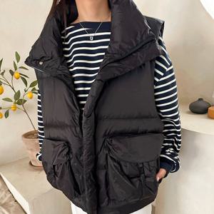 [리빌모아]남여공용 오버핏 덕다운 스트링 조끼 패딩 BT-VEP-Q00