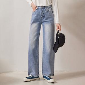 [올리비에스클로젯] [55-77]사이드 밴드 와이드 데님 팬츠_O2602DP011A