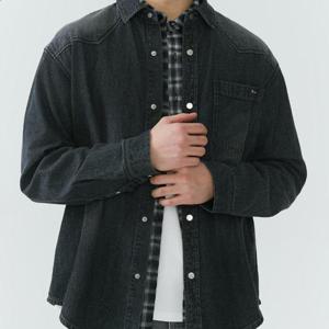 잠뱅이 HC09 남성 난스판 블랙 베이직 데님셔츠 AQ1DDH106 BK