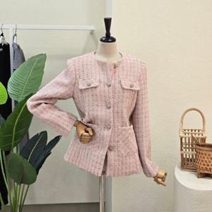 [포커스]FS6A3JK30793_노카라 하프 트위드 자켓