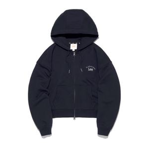 [LEE]LEE 우먼 타이포 로고 크롭 후드집업 네이비 LE2601HZ62NA