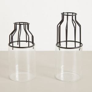 유리 글라스 원형 화분 스틸 8x18cm 2컬러 꽃병 인테리어 장식 소품 원예 용품 꽃꽂이