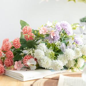 폼폼 국화 조화 미니 부쉬 28cm 4컬러 인테리어 꽃 장식 소품 촬영 꾸미기