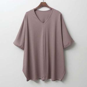 여성 빅사이즈 딥브이넥가오리반팔 ILE027