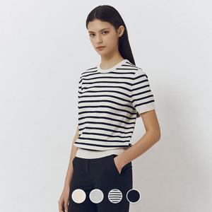 [지오다노]여성 여름 기본핏 라운드넥 민자 반팔 면 니트 스웨터 356523