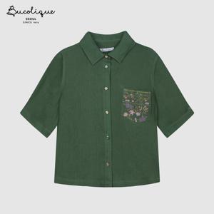 [비꼴리끄]린넨 자수 셔츠 블라우스 B262WB1010