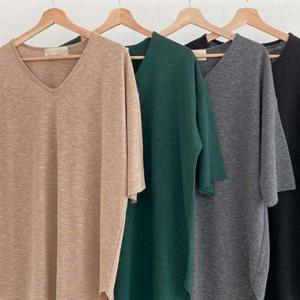 305G922S 여성큰옷 브이넥 라운딩 반팔티 빅사이즈미