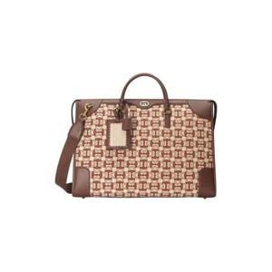 구찌 인터로킹 G 자카드 더플백 베이지 다크 레드 코튼 756781-FAB9R-9756