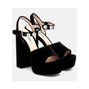 미우미우 임벨리시드 벨벳 플랫폼 샌들 P00489014