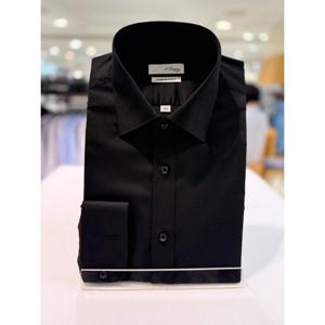 [듀퐁셔츠] 25S S  블랙 솔리드 스판 슬림핏셔츠 SE5SM22LS756SBK SE5SM22LS756