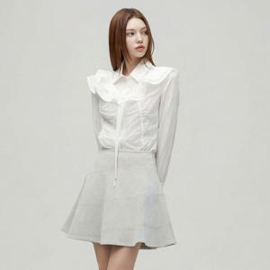 [에고이스트]숄카라 탈착 절개 셔링 셔츠형 블라우스 ES1WB160