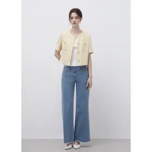 [잇미샤][잇미샤] 라운드넥 반팔 트위드 크롭 자켓 (ITQ4YJK700)