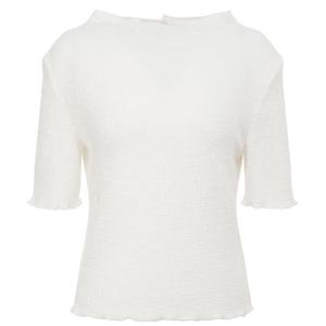 질스튜어트뉴욕   26SS 아이보리 자수장식 레이온혼방 반팔블라우스 JSBL6B350IV