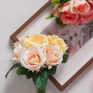[2+1] 장미 조화 7송이 번들 23cm 4컬러 인테리어 꽃 장식 소품 웨딩 부케