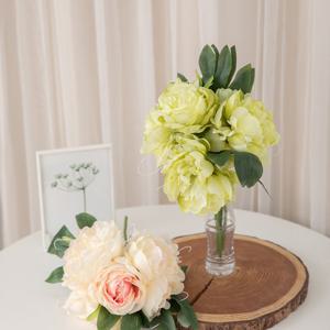 [1개 구매시 1개 증정] 작약 조화 클레어 번들 32cm 그린 (4개입) 2컬러 인테리어 꽃 다발 장식