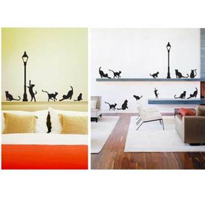 가로등과 고양이 포인트 그래픽스티커 거실 룸데코