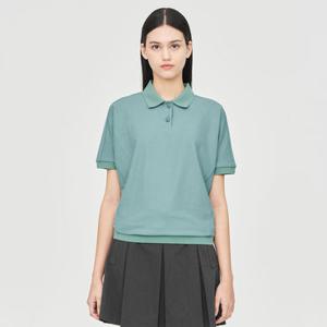 [링스] 여성 앞단작 허리절개 카라 반팔 티셔츠 L21D2TO151_BL