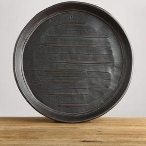 도자기그릇 이천도자기 판주물럭 흑유 원접시 3호 34cm 접시