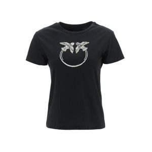 핀코 비즈로고 프린팅 반팔티셔츠 블랙 여성 1G1720 Y7SS Z99