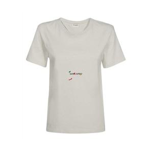생로랑 미니 로고 반팔티셔츠 베이지 여성 686229 Y36QP 8520