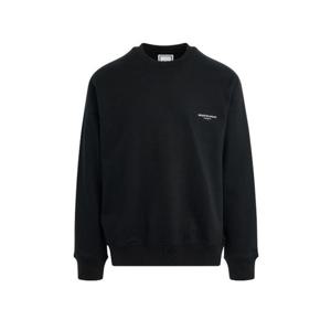 우영미 코튼 스퀘어 라벨 맨투맨 블랙 남성 W241TS21736B