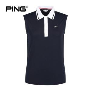 [PING] 여성 배색 카라 민소매 티셔츠