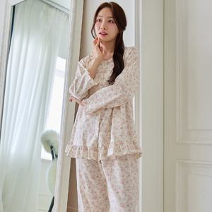 바풀 CA4W13116 여성잠옷 순면 파자마 투피스 잠옷 상하 세트 핑