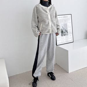 GAA HD-B222W 여자 겨울 데님 라인 기모 와이드 스트링 팬츠(기모안감)