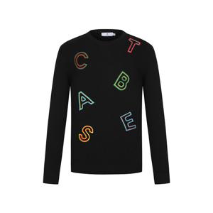 [까스텔바작] 남성 레터링 자수 라운드 스웨터_BGESSW004BK